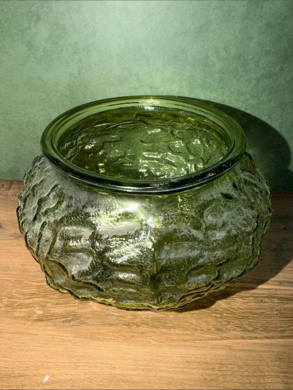 Brody Textured Olive Green Glass Bowl